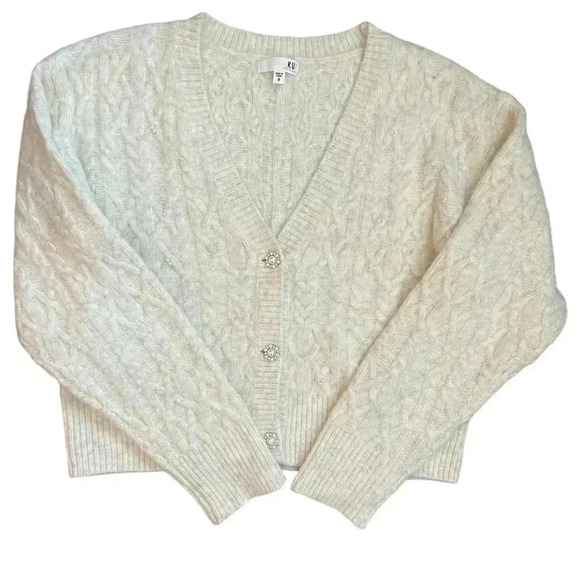 KUT from the Kloth Petra Pearl Button Cropped Cardigan Women’s Medium Classic Ch - Picture 13 of 13